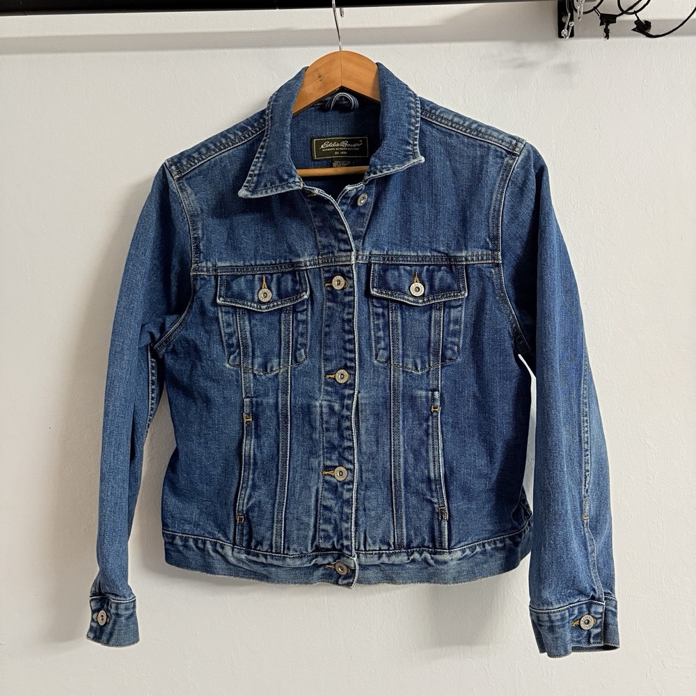 Eddie Bauer Women's Blue Trucker Jean Jacket Coat Outerwear Classic Gorpcore Y2K